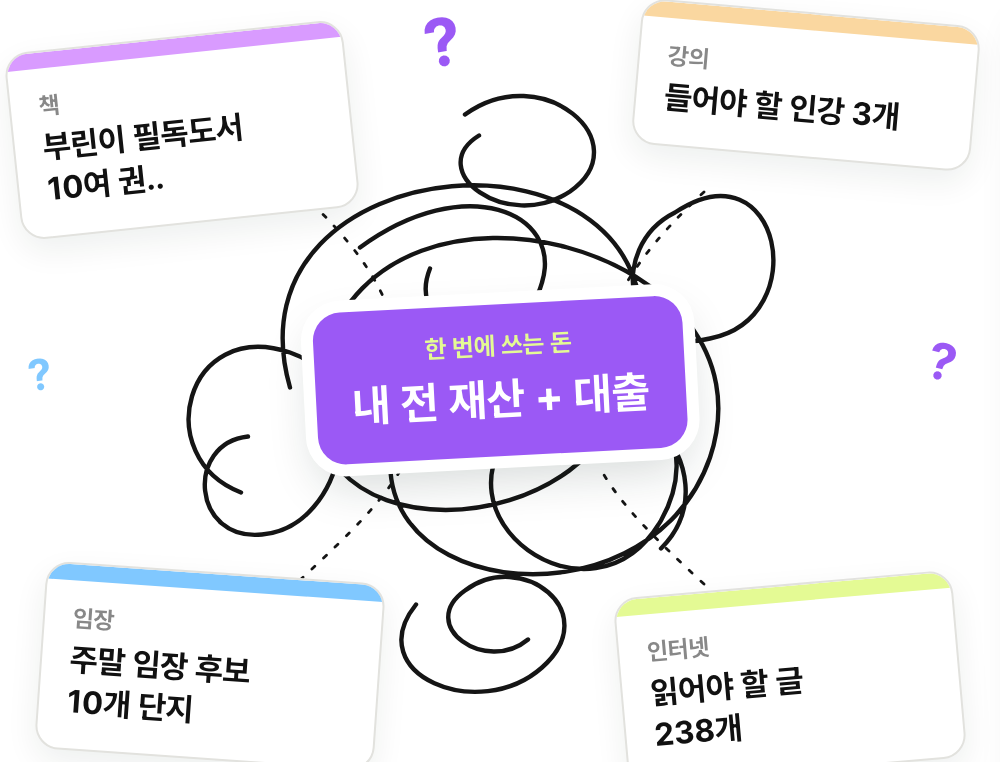 읽어야 할 책·강의·임장 후보가 메모지로 쌓여 있는 장면