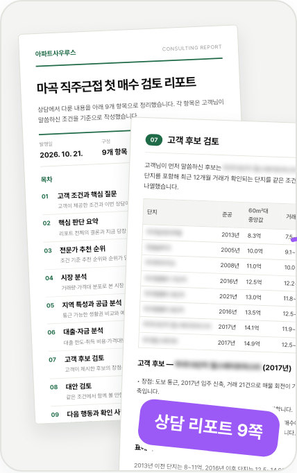 비교표와 추천 순위가 담긴 상담 리포트 지면